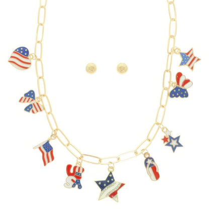 Americana Theme Charm Necklace Set