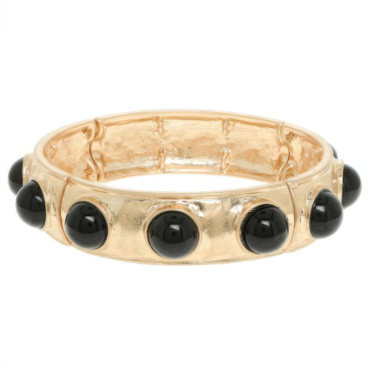Bezel Set Cabochon Stretch Bangle