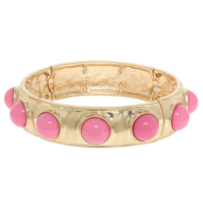 Bezel Set Cabochon Stretch Bangle