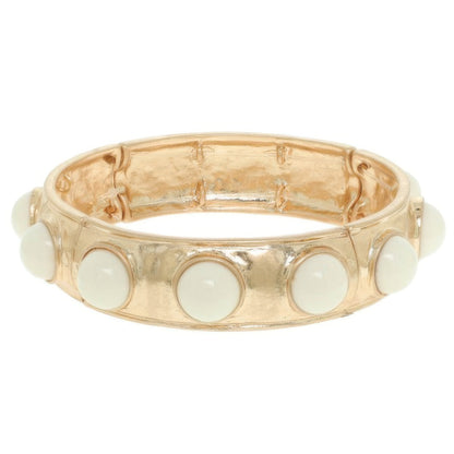 Bezel Set Cabochon Stretch Bangle