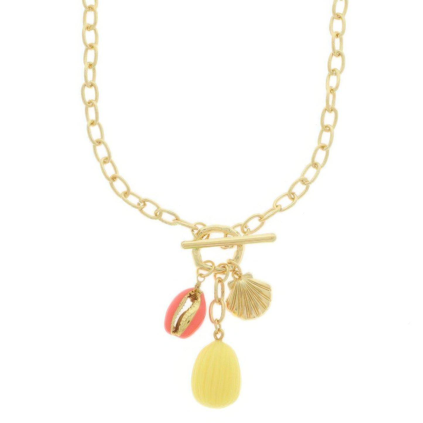 Seashell Theme Enamel Charm Necklace