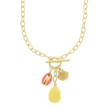 Seashell Theme Enamel Charm Necklace