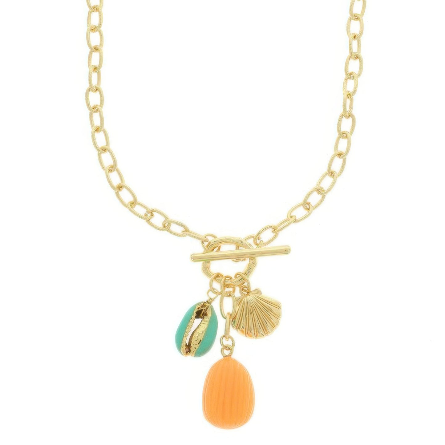 Seashell Theme Enamel Charm Necklace