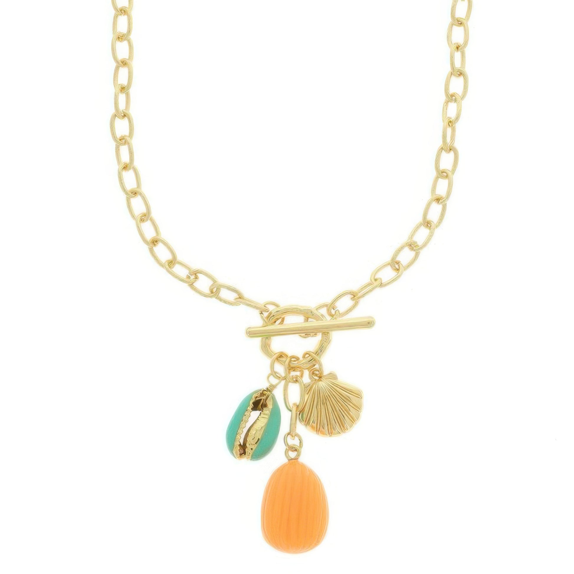 Seashell Theme Enamel Charm Necklace
