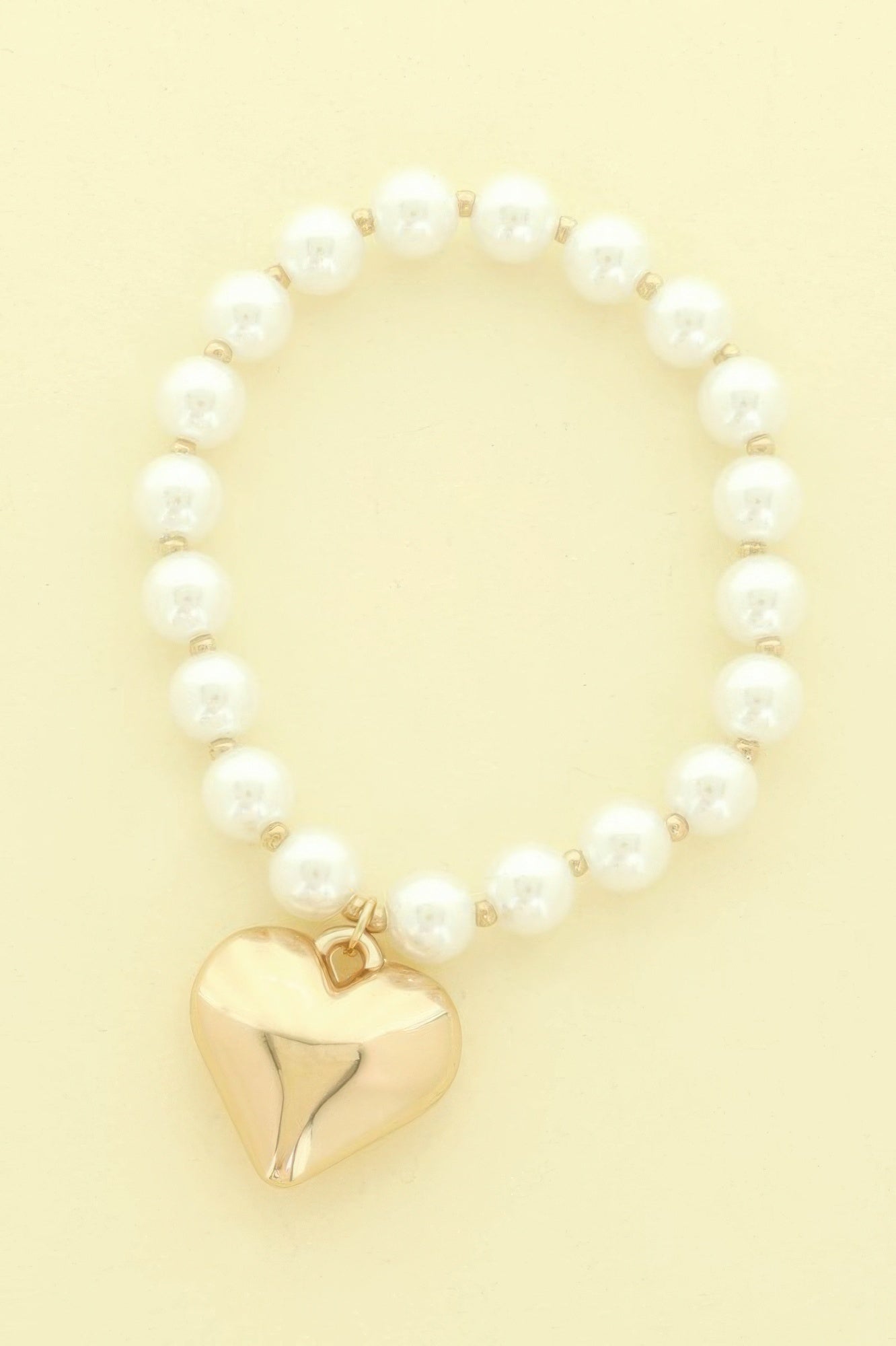 Puff Heart Charm Pearl Bracelet