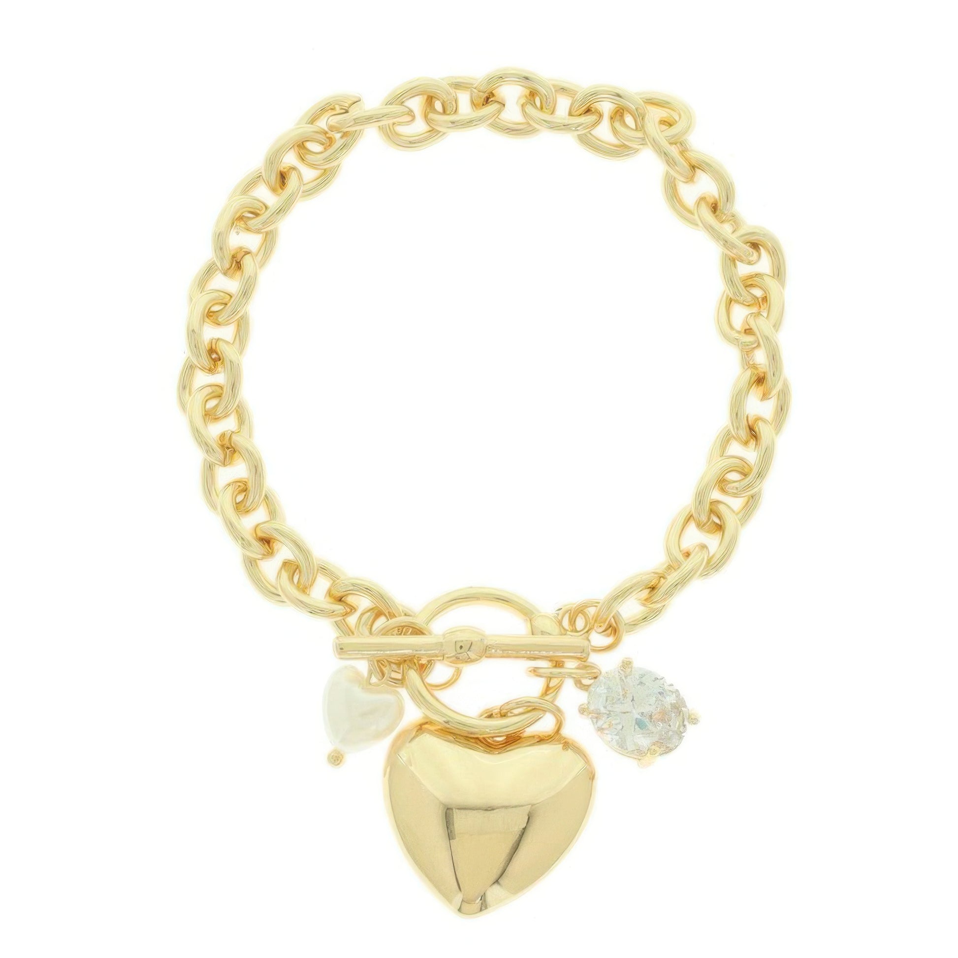 Heart Charm Toggle Chain Bracelet