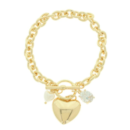 Heart Charm Toggle Chain Bracelet