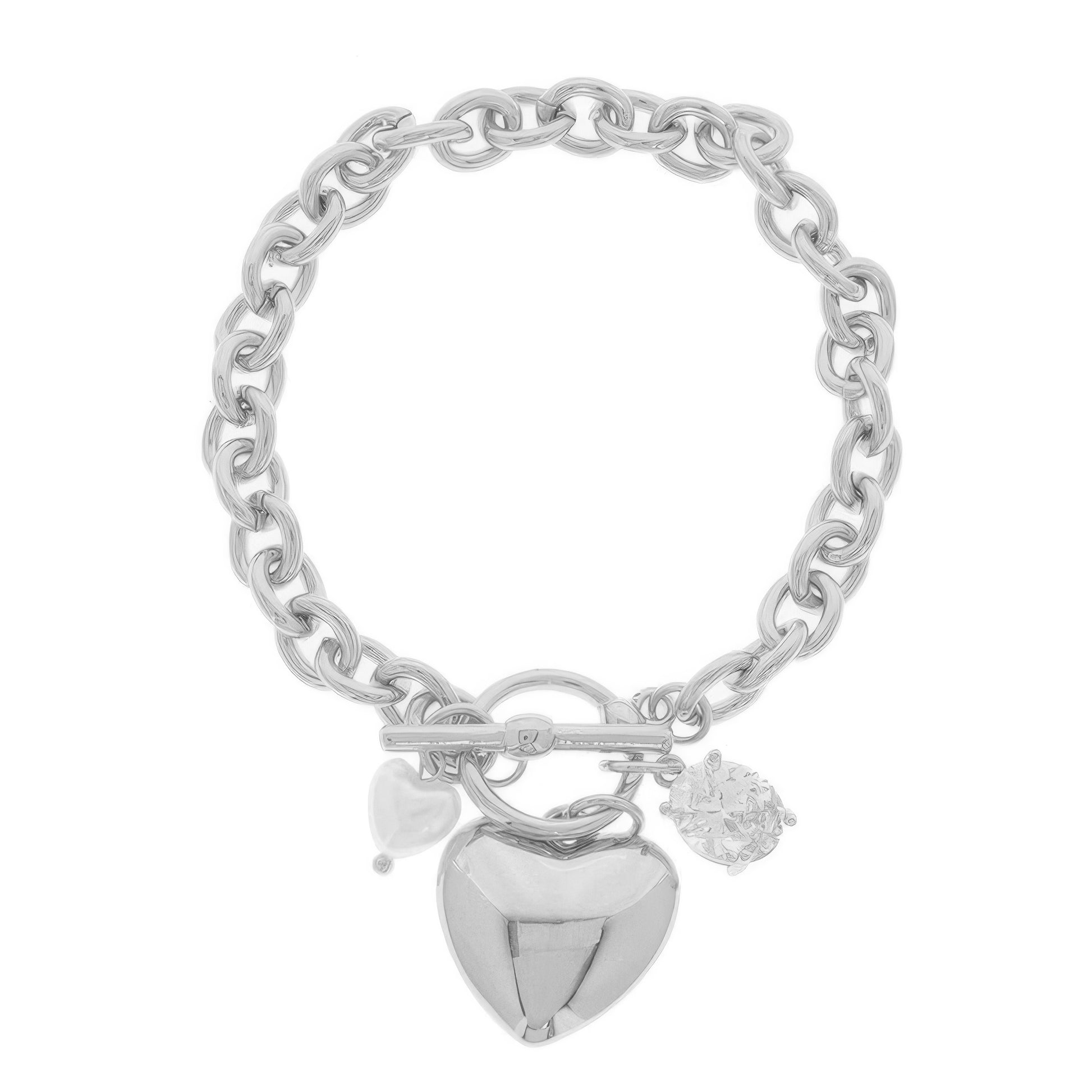 Heart Charm Toggle Chain Bracelet