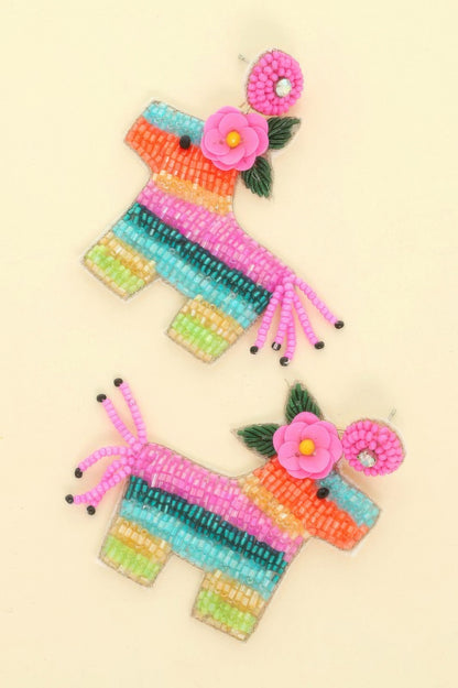 Aztec Deity Theme Donkey Pinata Earrings