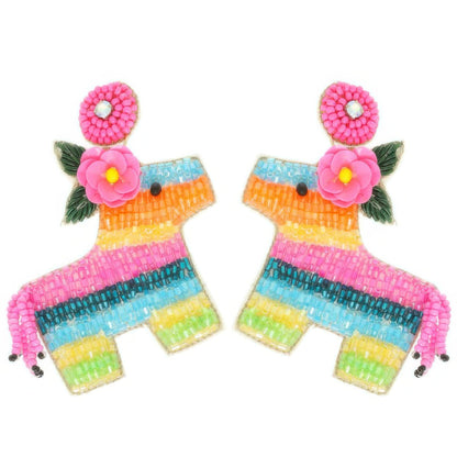 Aztec Deity Theme Donkey Pinata Earrings