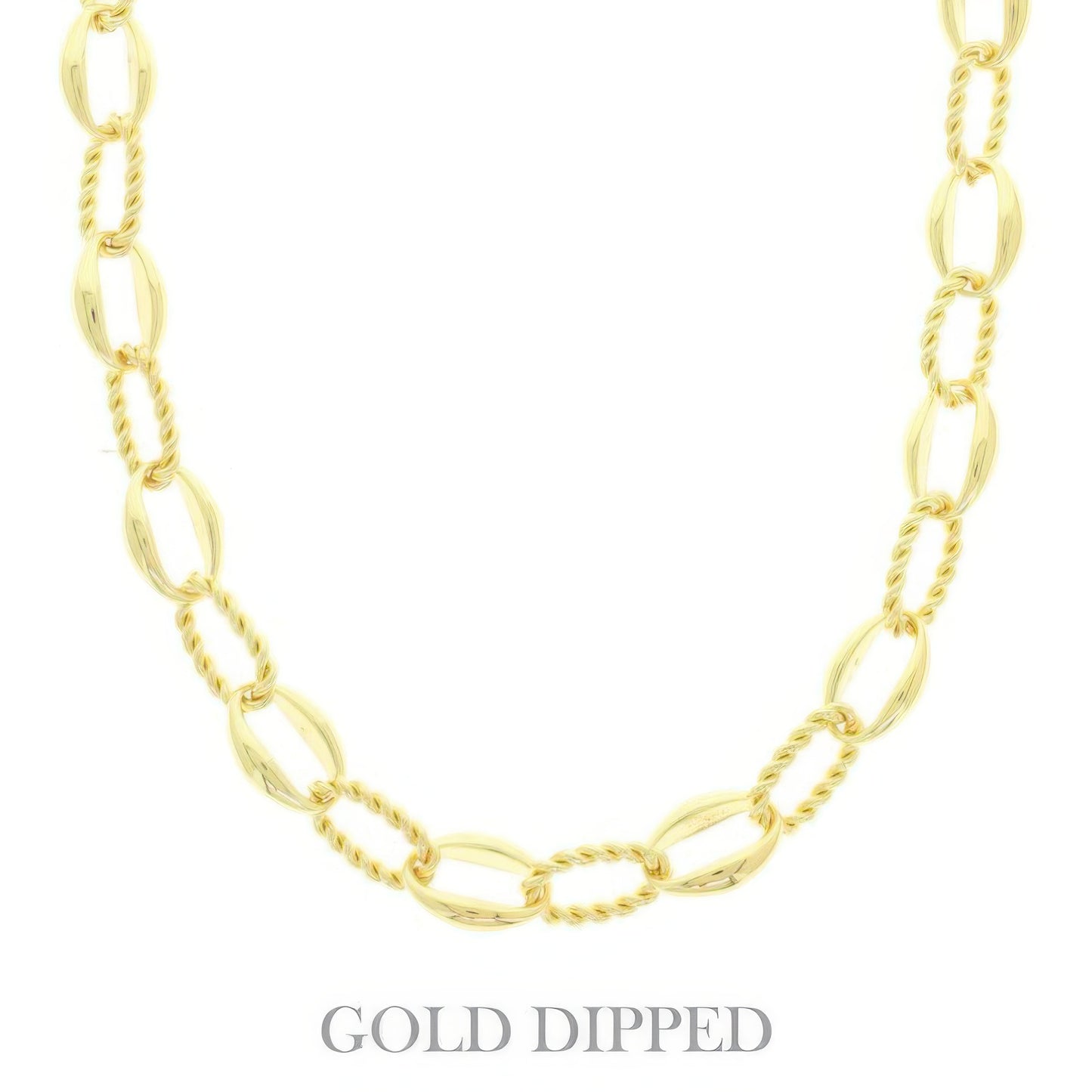 Gold Plated Textured Chain Necklace