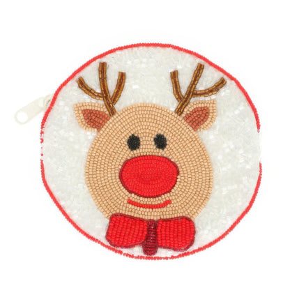 Holiday Theme Seed Beaded Coin Bag