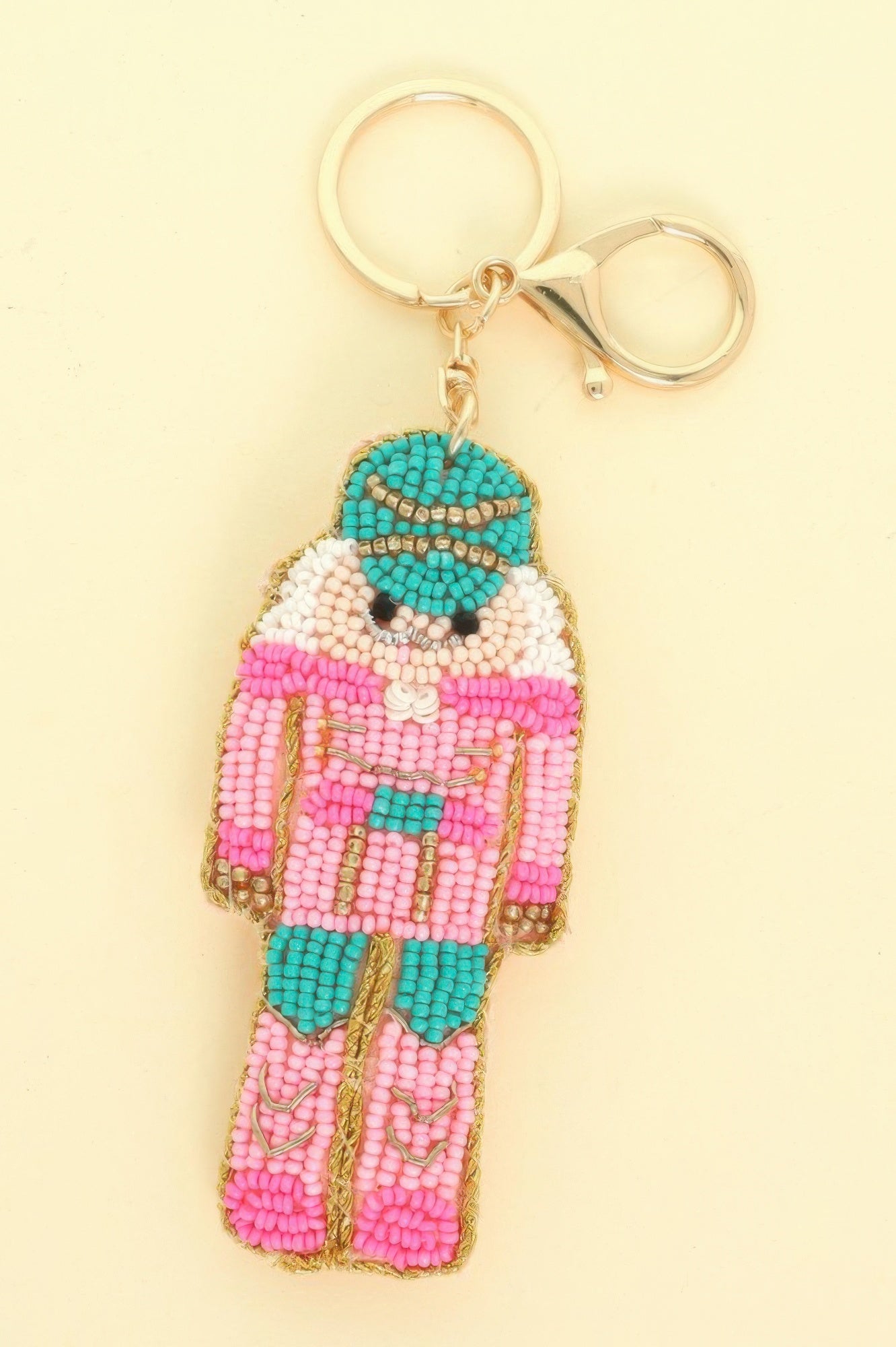 Christmas Nutcracker Seed Beaded Keychain