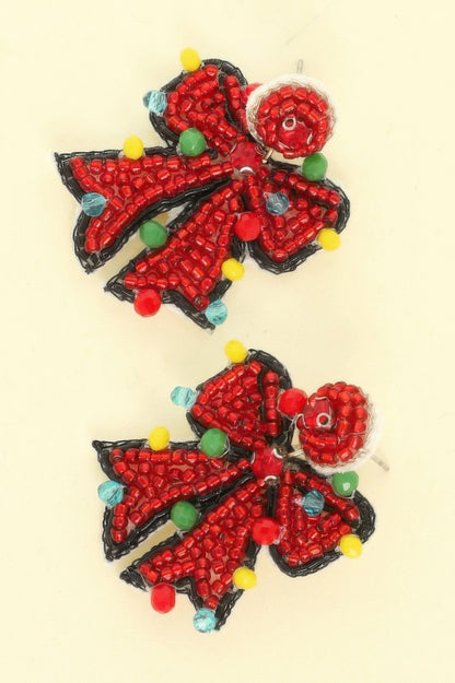 Christmas Bow Post Dangle Earrings