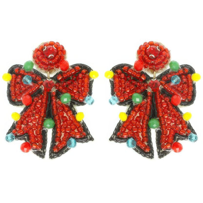 Christmas Bow Post Dangle Earrings