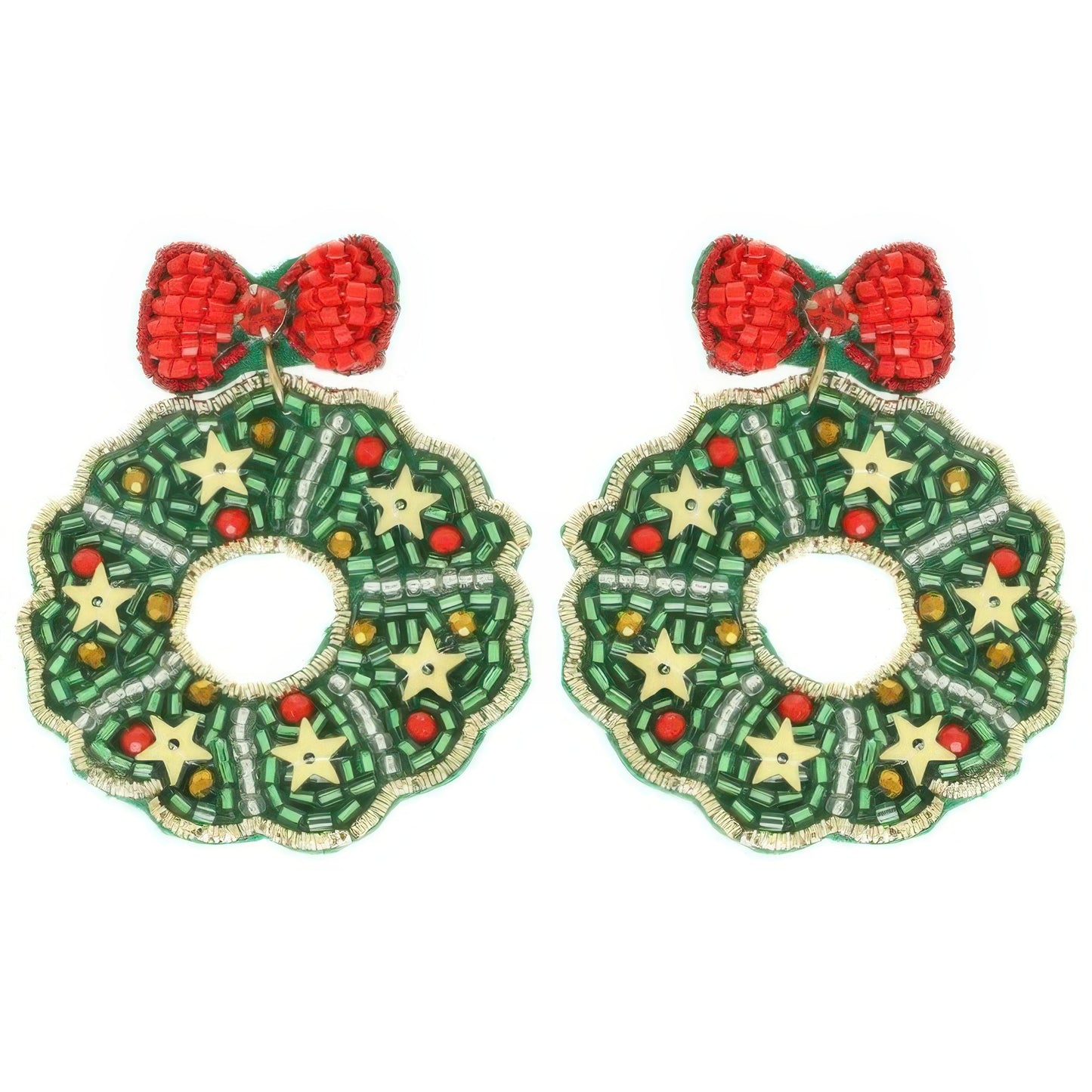 Christmas Wreath Post Dangle Earrings