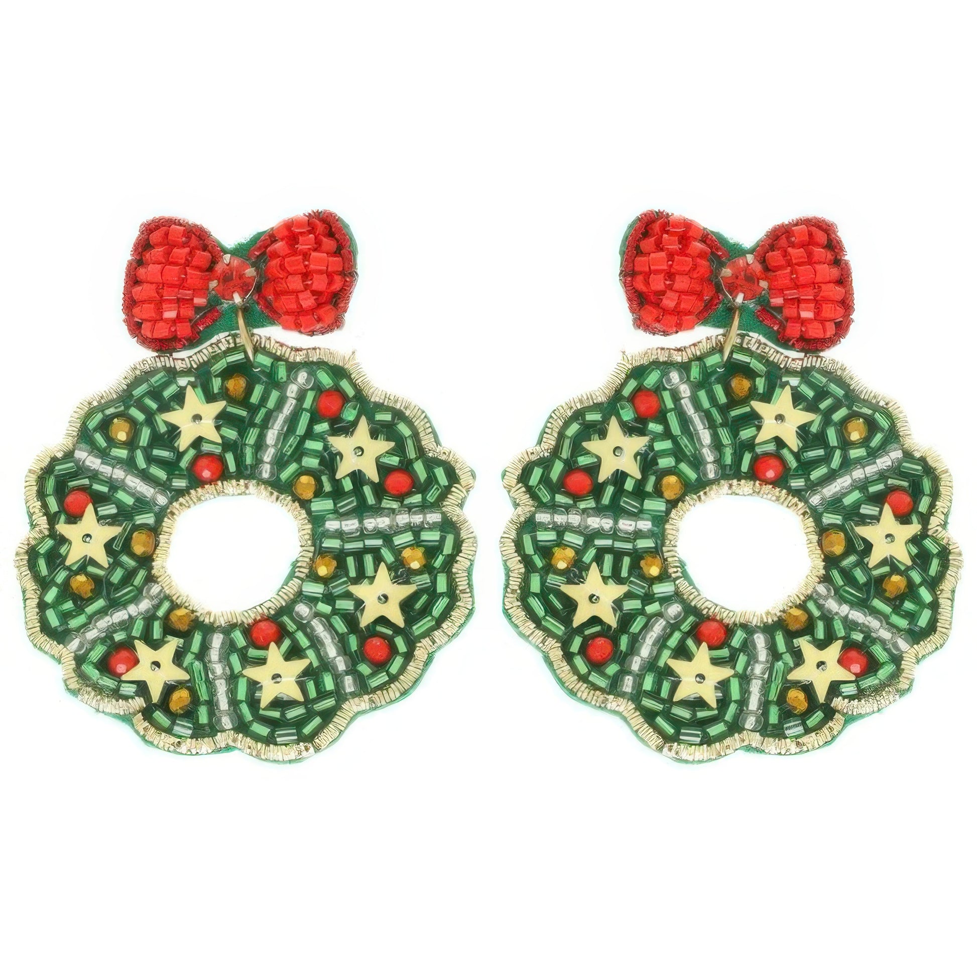 Christmas Wreath Post Dangle Earrings