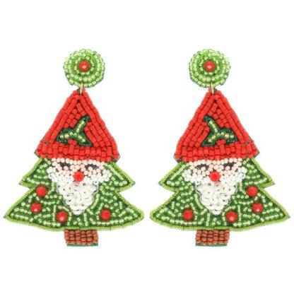 Christmas Santa Tree Post Earrings