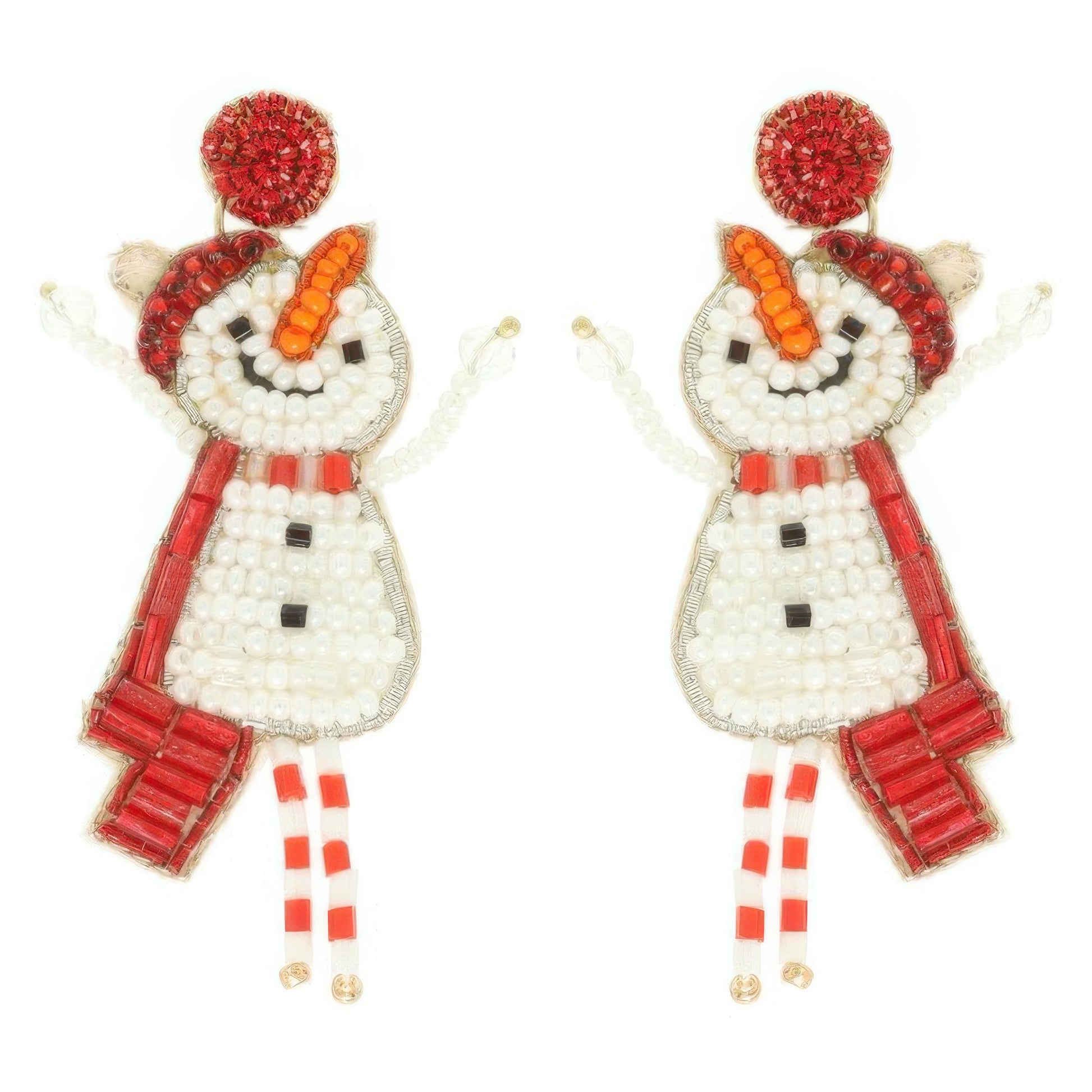 Christmas Scarfed Snowman Post Earrings