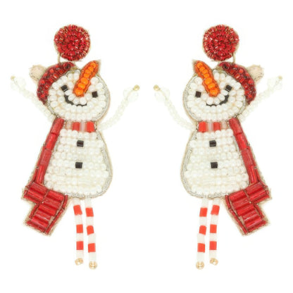 Christmas Scarfed Snowman Post Earrings