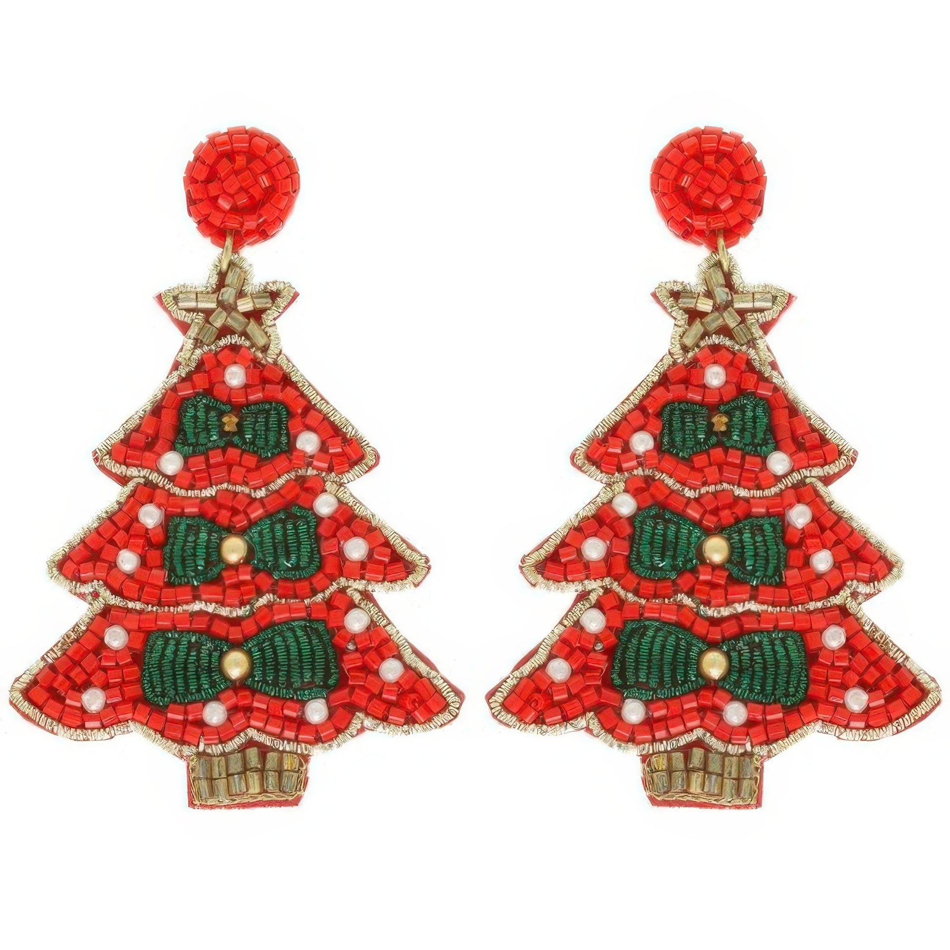 Jeweled Christmas Tree Post Earrings