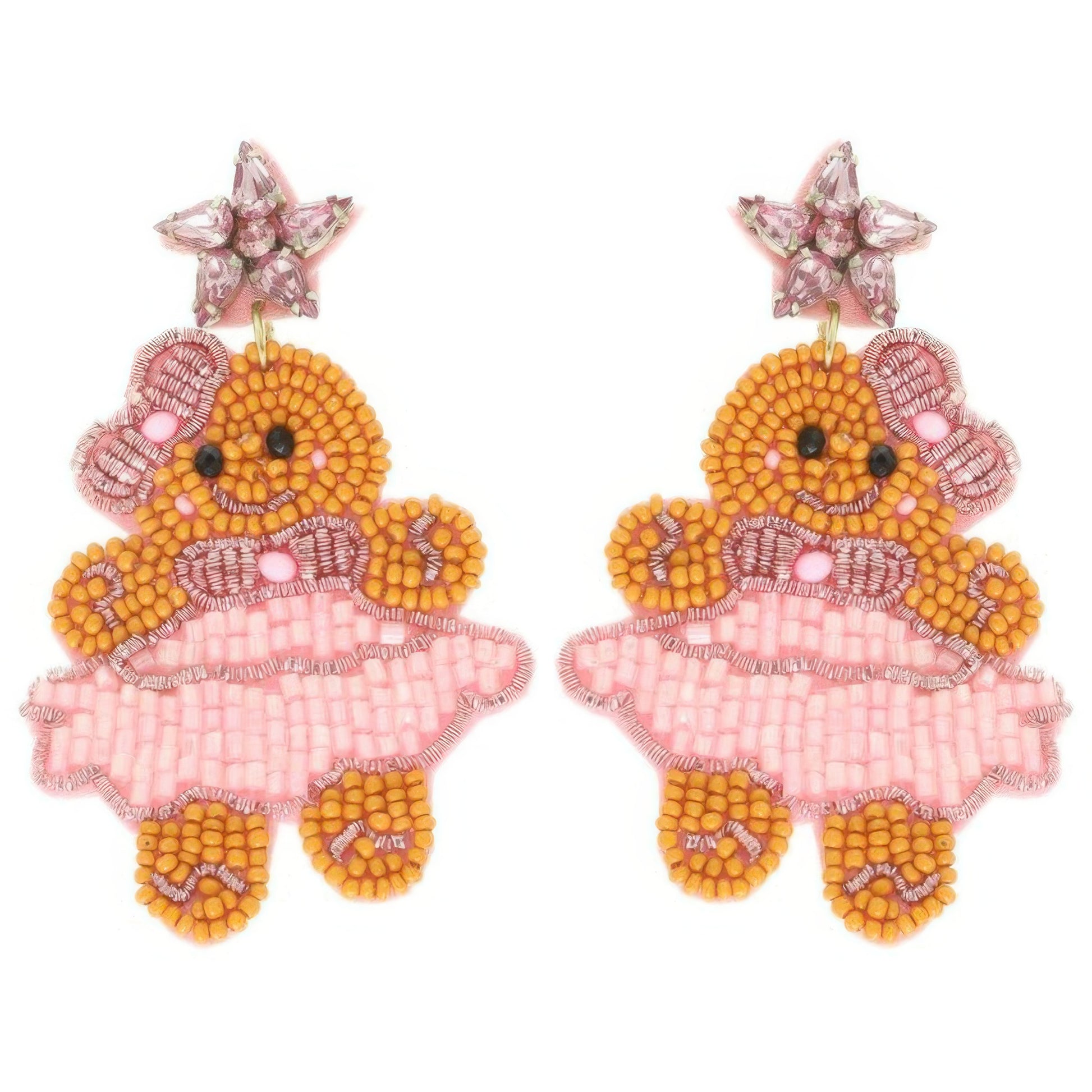 Christmas Gingerbread Ballerina Beaded Earrings