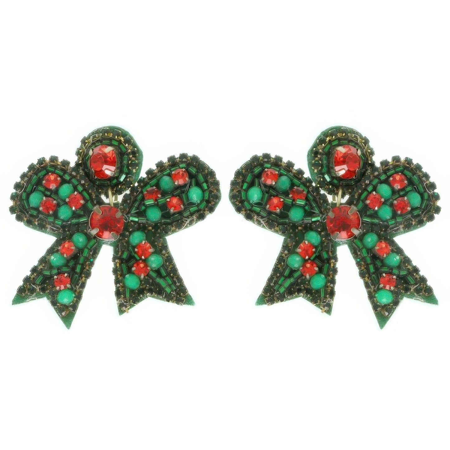 Christmas Bow Post Dangle Earrings