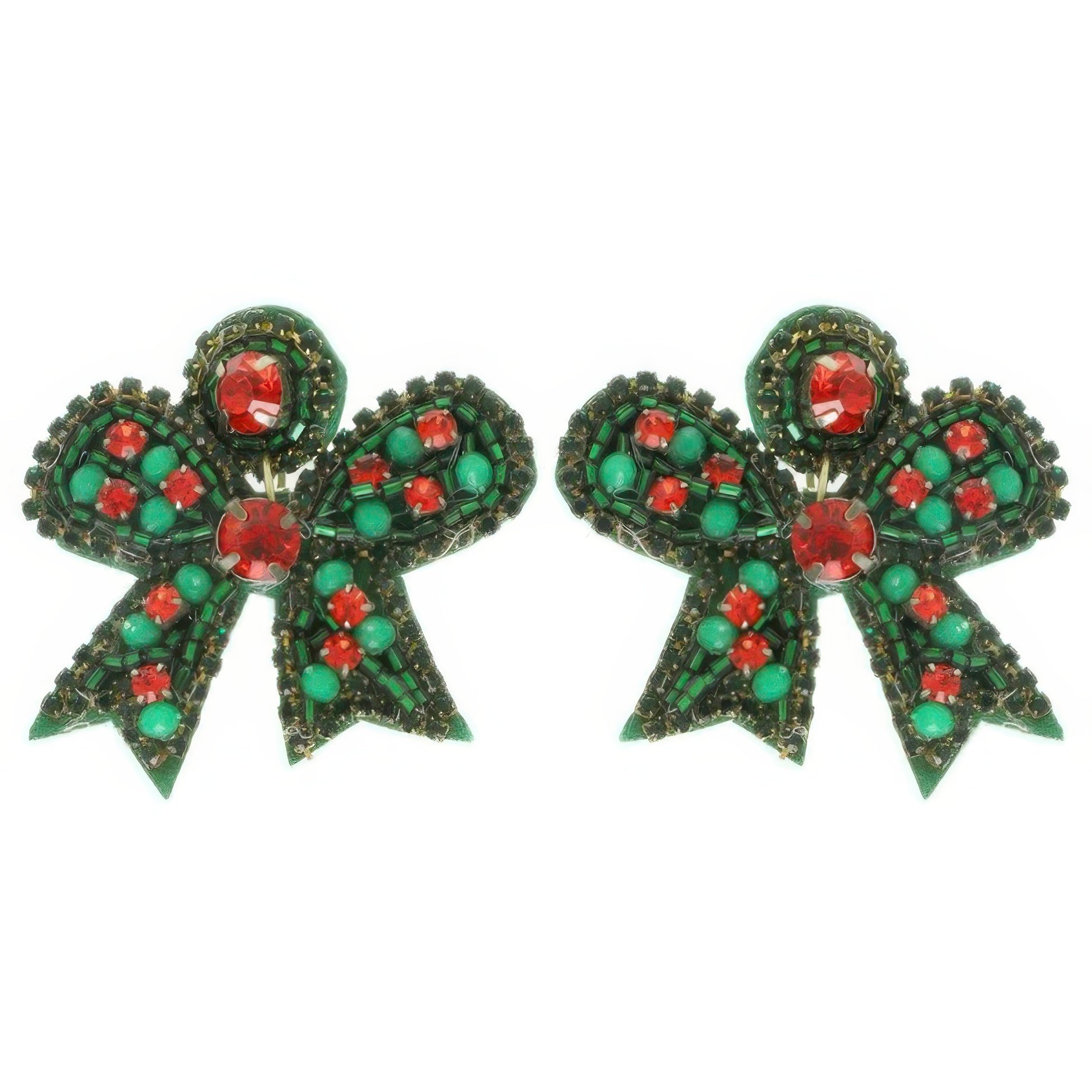 Christmas Bow Post Dangle Earrings