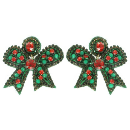 Christmas Bow Post Dangle Earrings