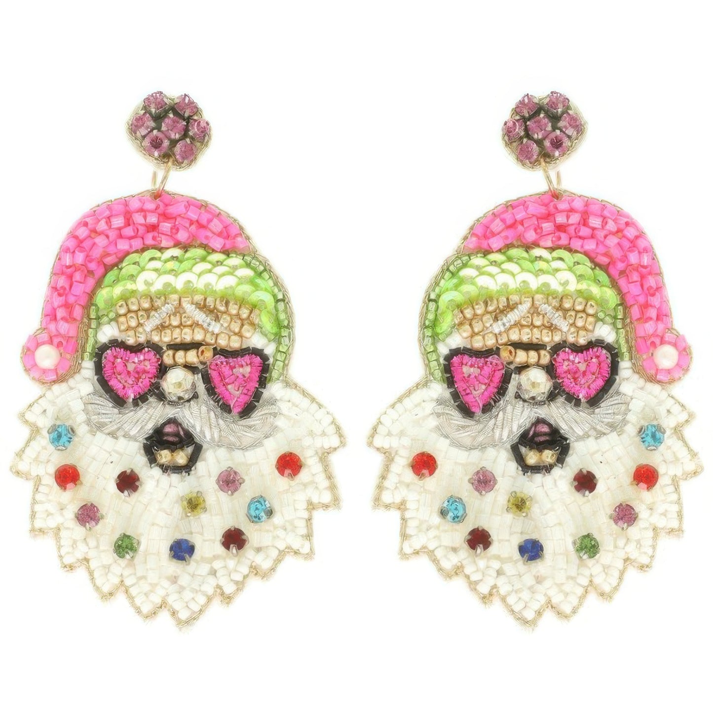 Christmas Santa With Heart Glasses Earrings