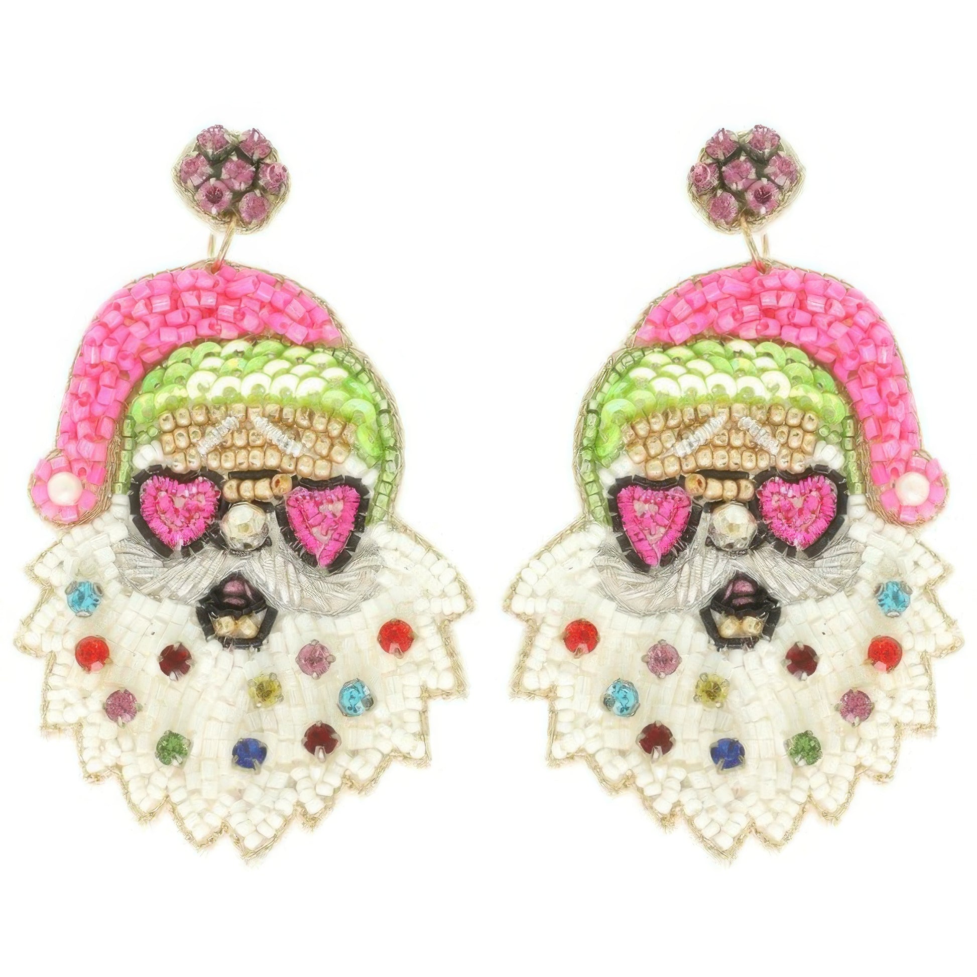 Christmas Santa With Heart Glasses Earrings