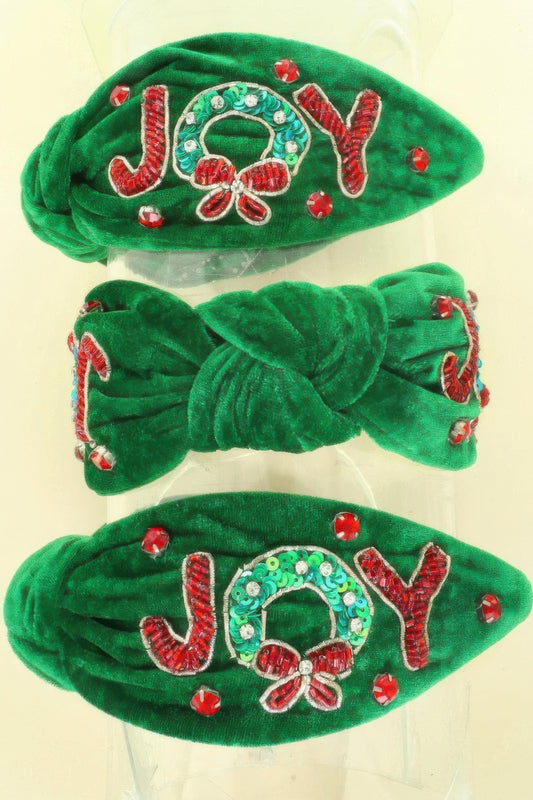Christmas Joy Top Knot Velvet Headband