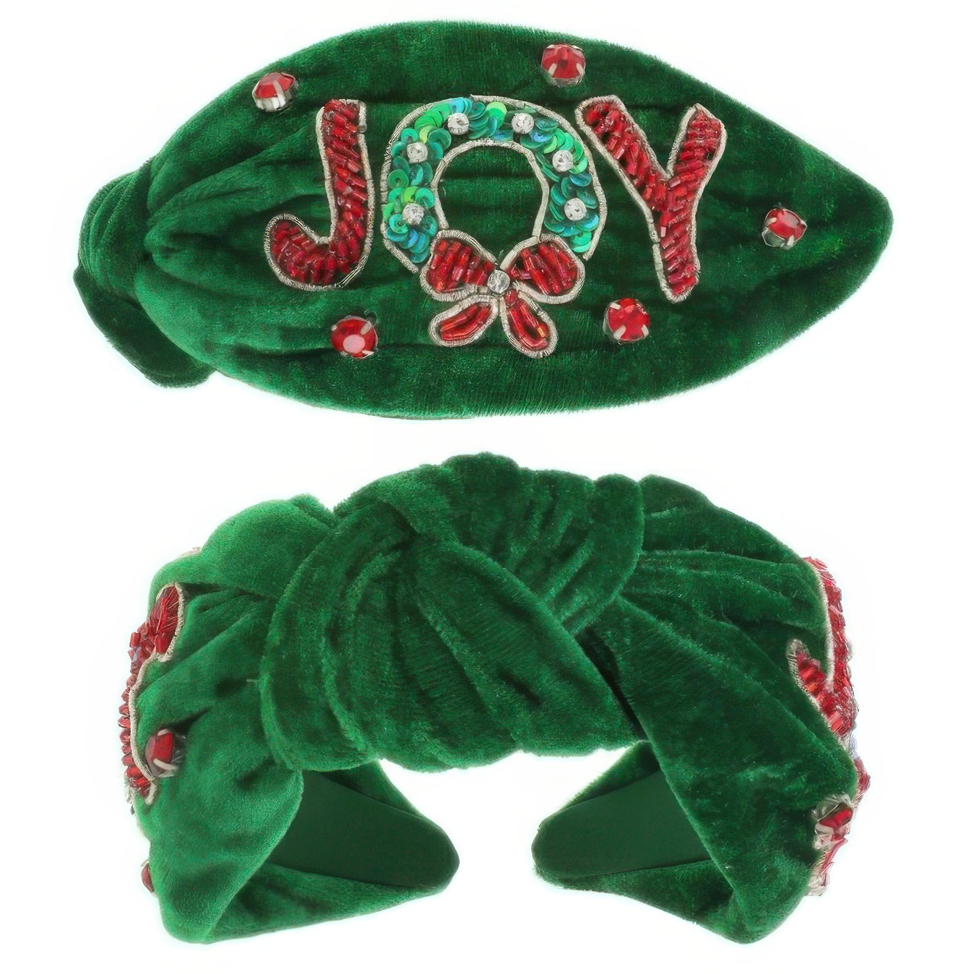 Christmas Joy Top Knot Velvet Headband
