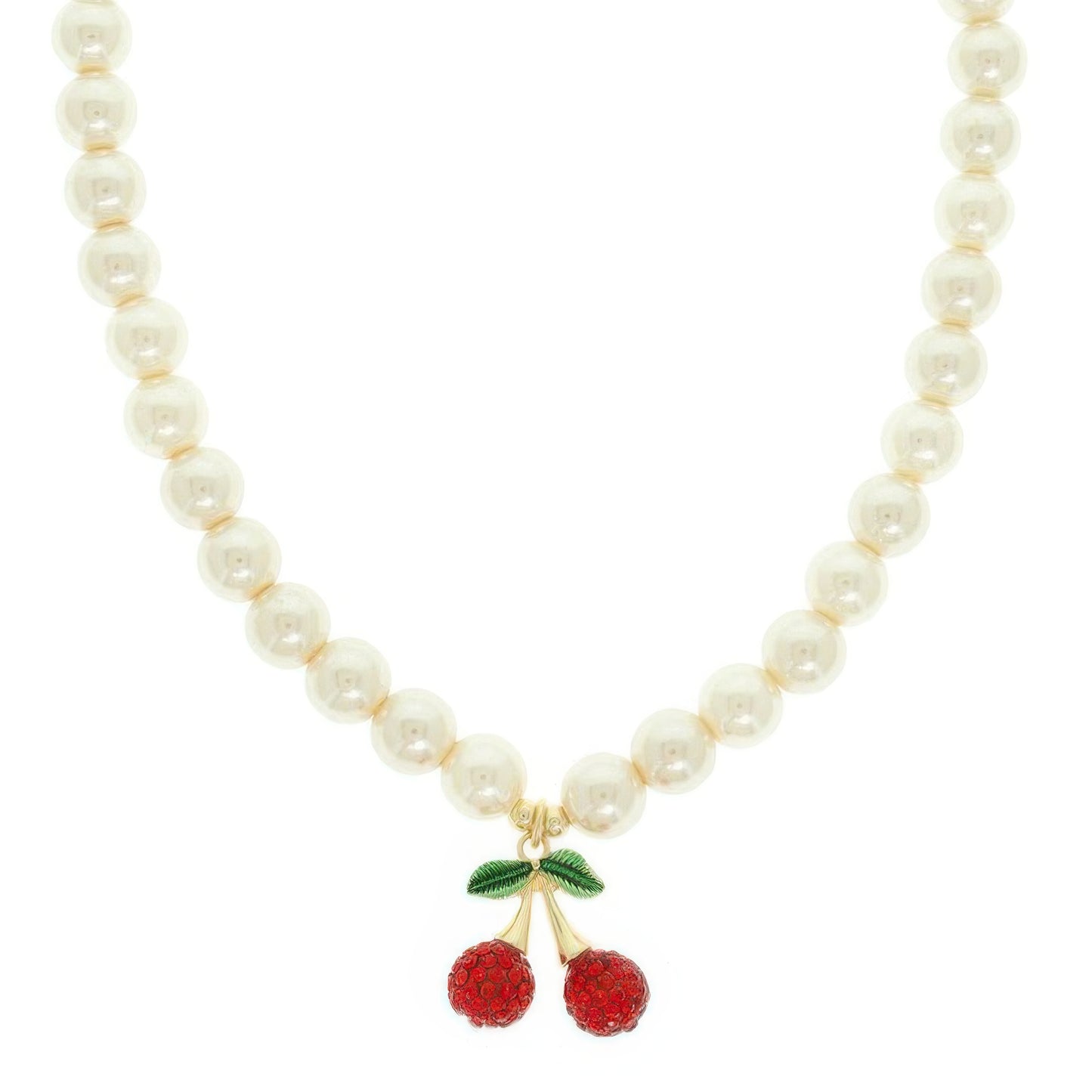 Red Cherry Pendant Pearl Necklace