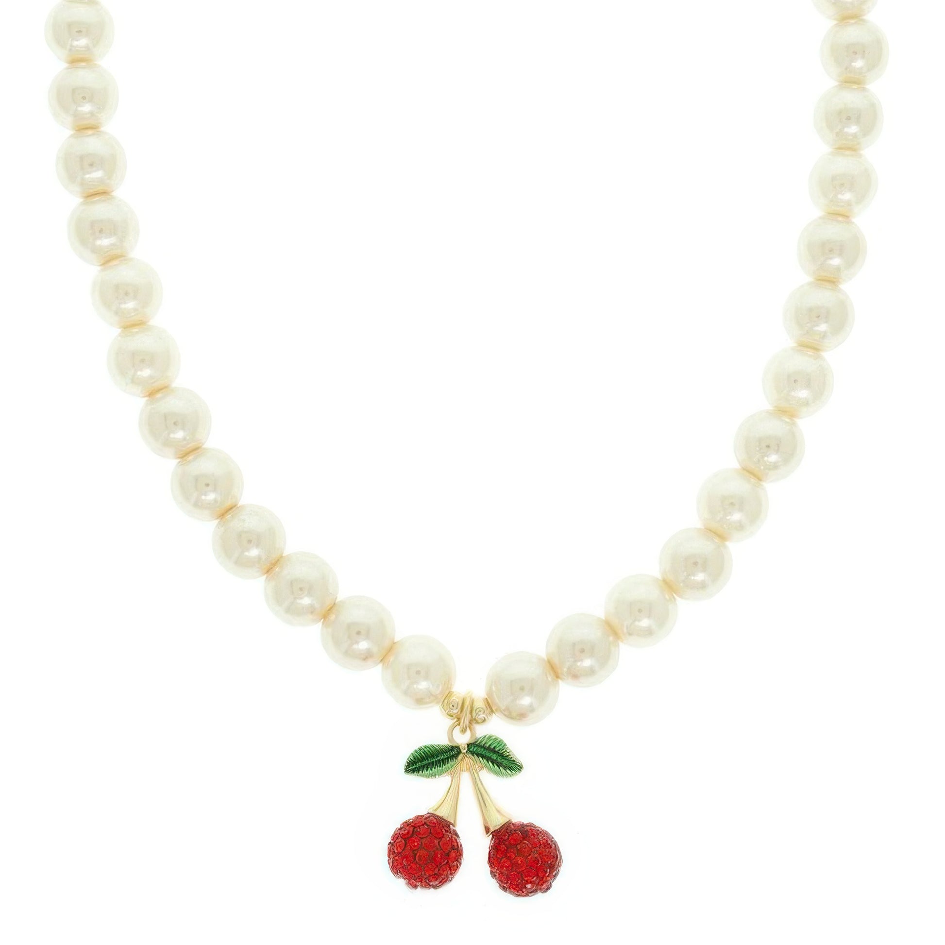 Red Cherry Pendant Pearl Necklace