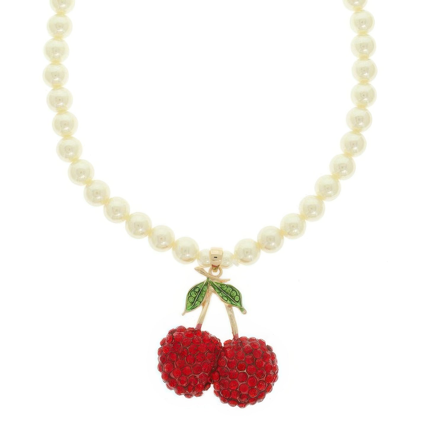 Red Cherry Pendant Pearl Necklace