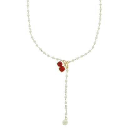 Red Cherry Charm Pearl Necklace