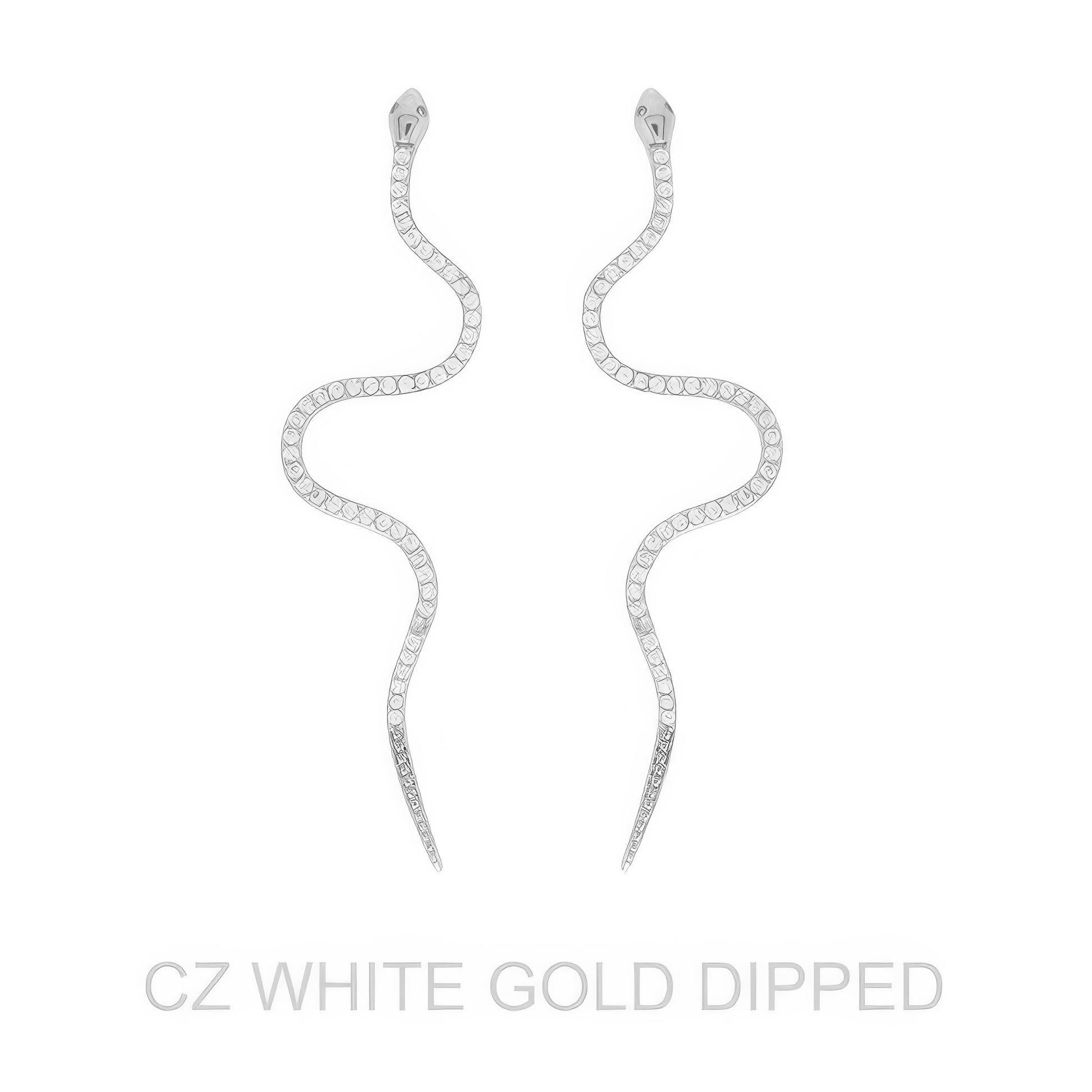 Gold Dipped Cz Snake Drop Earrings