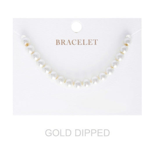 6mm Women's Gold Dipped Pearl Strand Bracelet