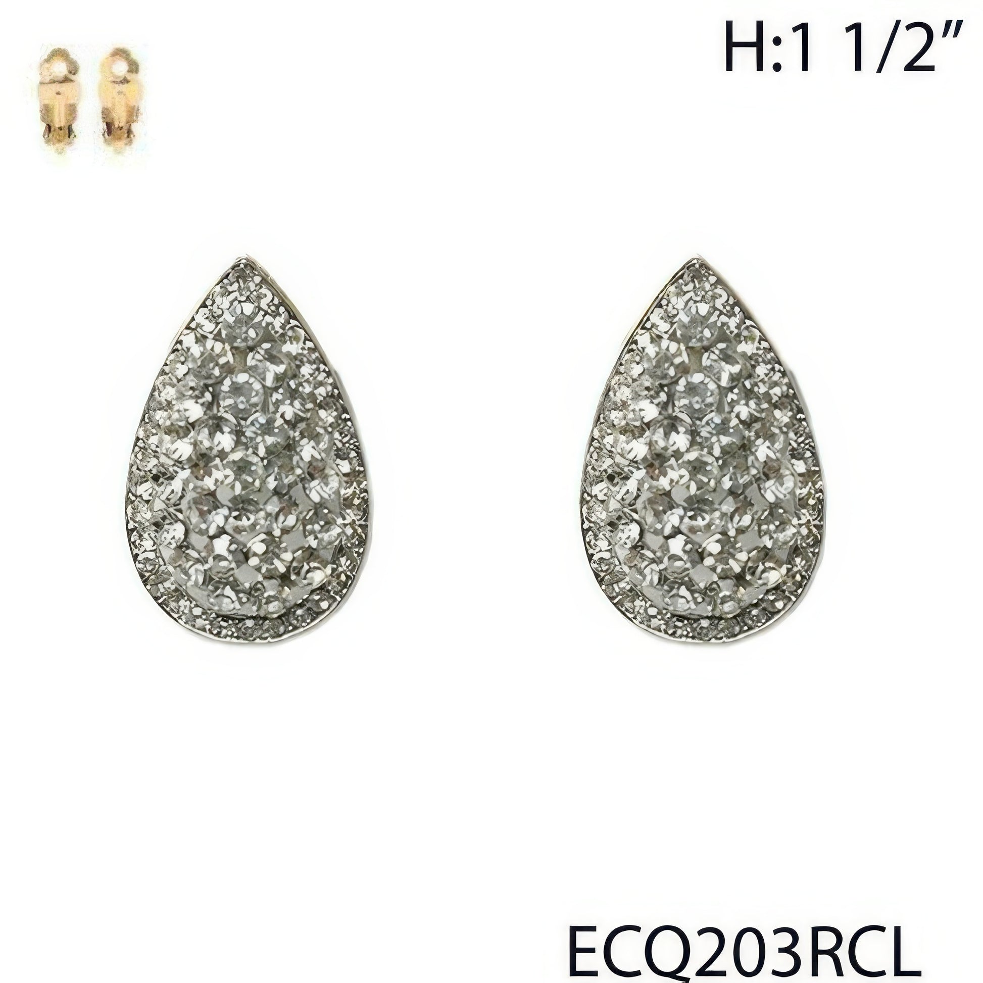 Vintage Styled Rhinestone Teardrop Clip Earrings