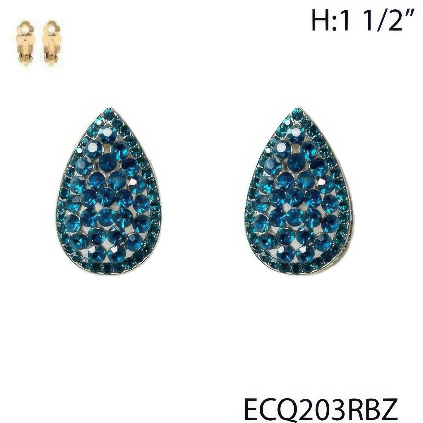 Vintage Styled Rhinestone Teardrop Clip Earrings