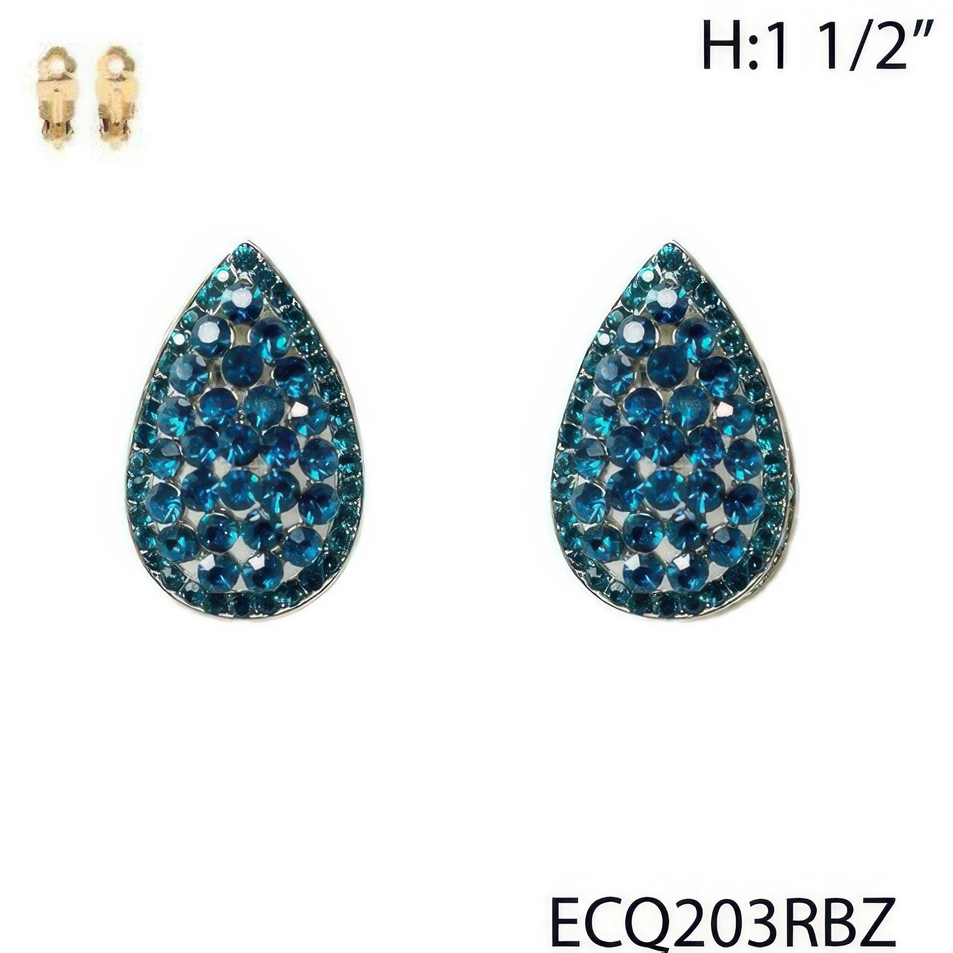 Vintage Styled Rhinestone Teardrop Clip Earrings