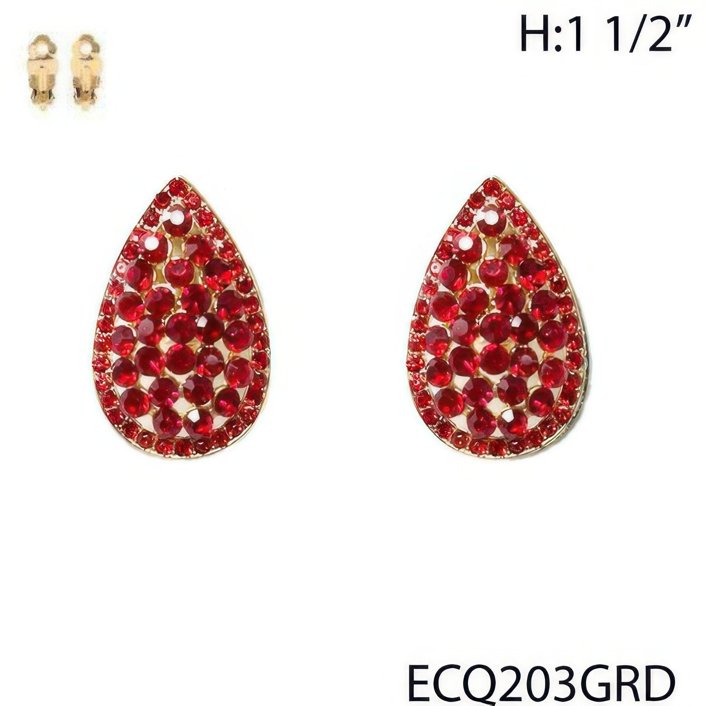 Vintage Styled Rhinestone Teardrop Clip Earrings