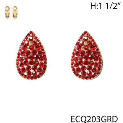 Vintage Styled Rhinestone Teardrop Clip Earrings