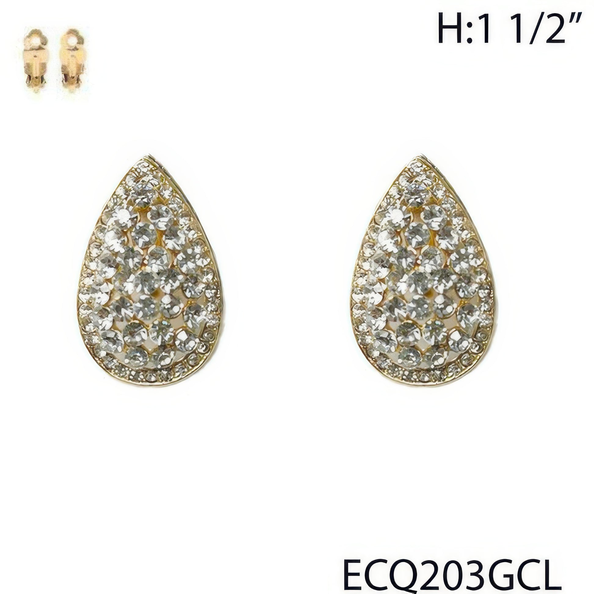 Vintage Styled Rhinestone Teardrop Clip Earrings