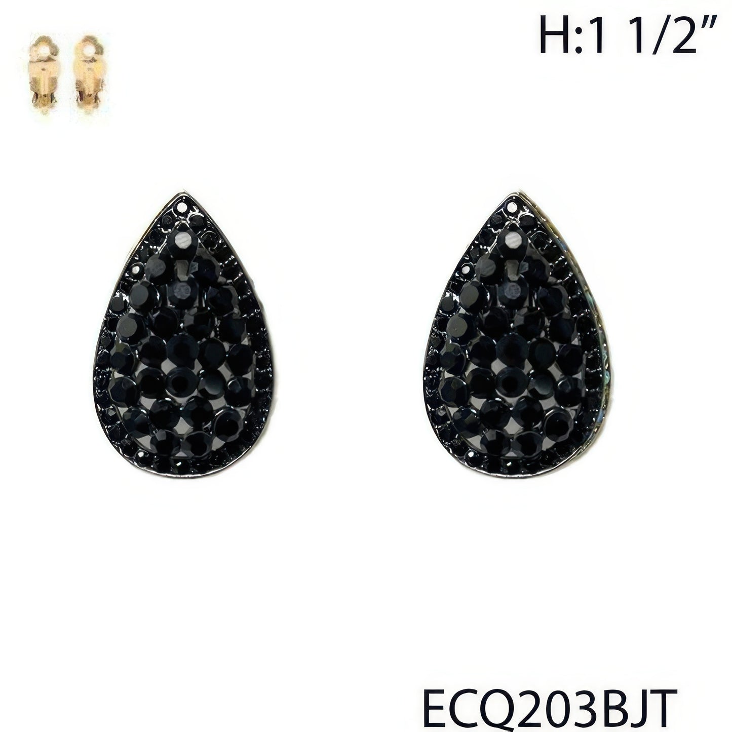 Vintage Styled Rhinestone Teardrop Clip Earrings