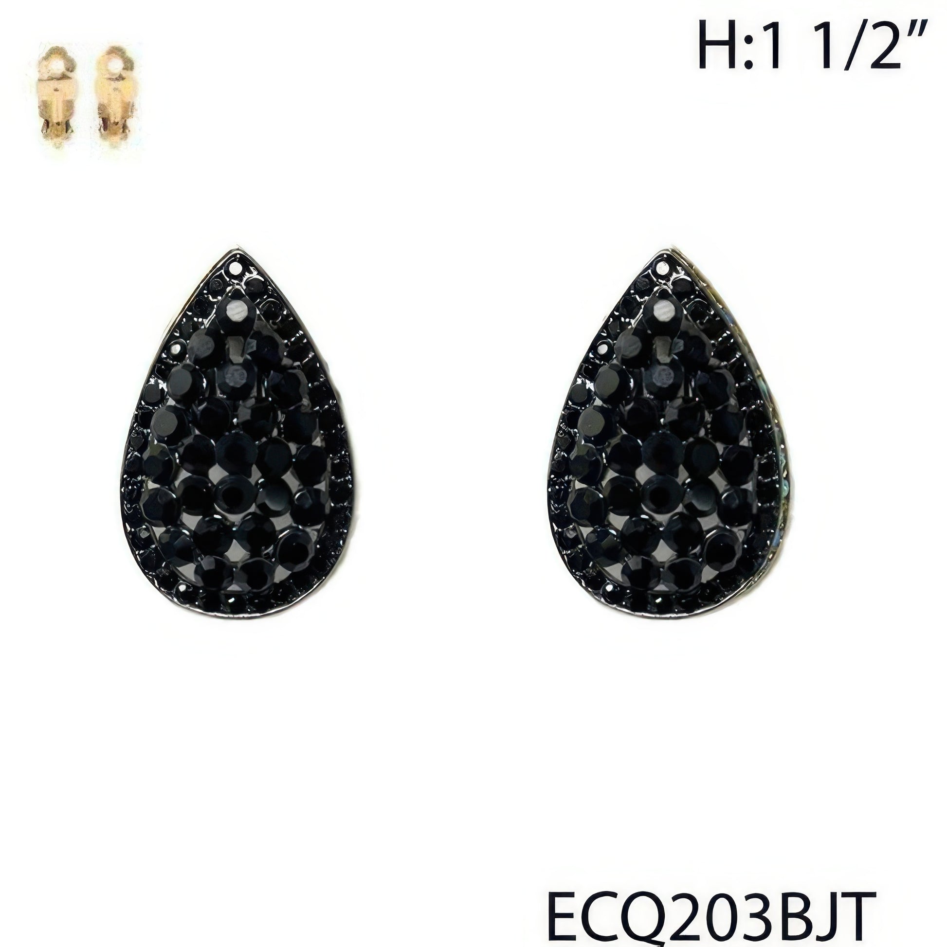 Vintage Styled Rhinestone Teardrop Clip Earrings