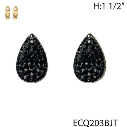 Vintage Styled Rhinestone Teardrop Clip Earrings