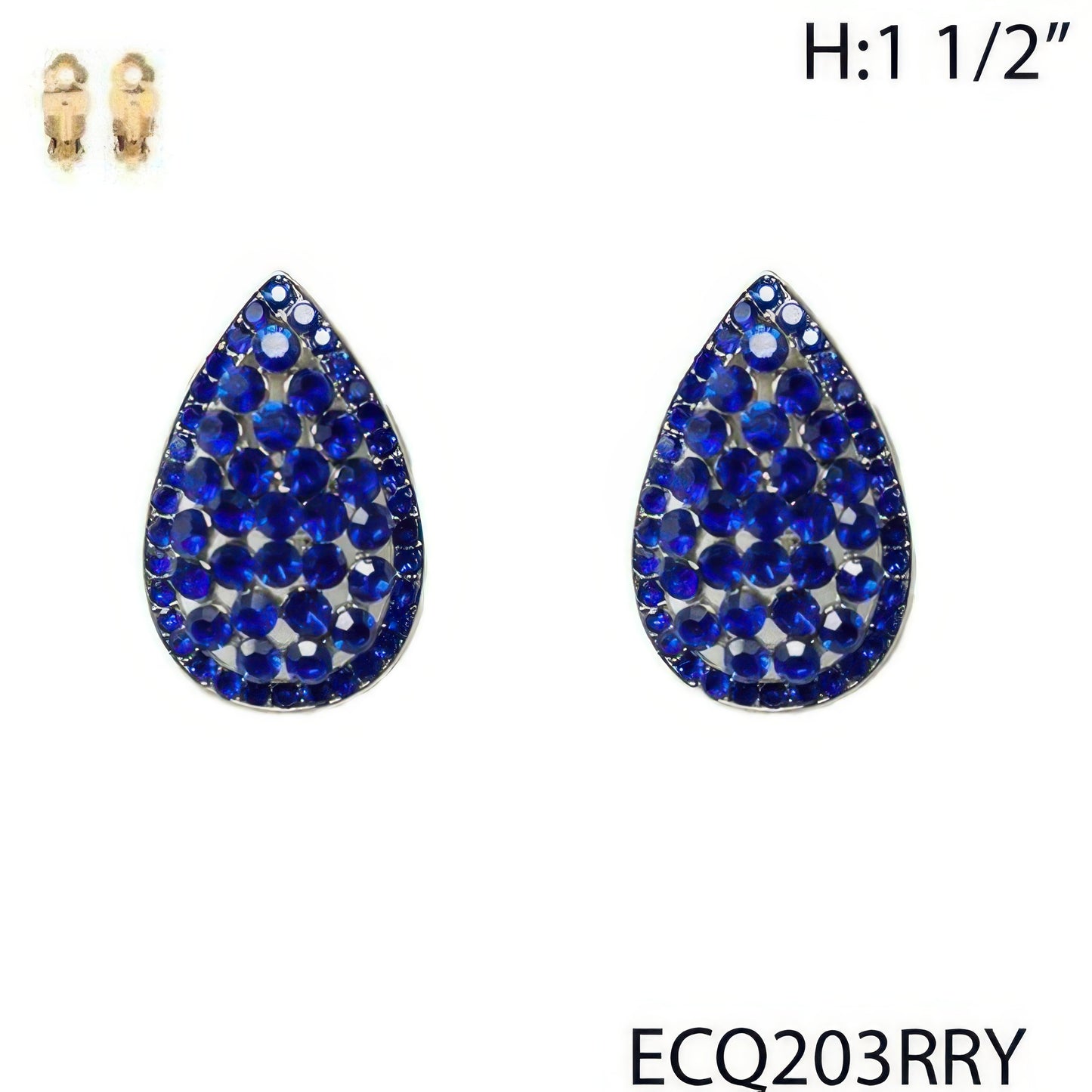 Vintage Styled Rhinestone Teardrop Clip Earrings