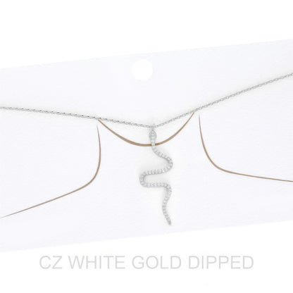 Women's Gold Dipped Cz Pave Snake Necklace